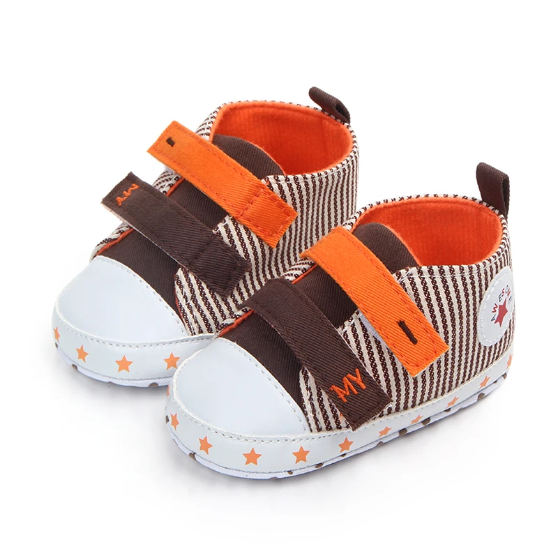 New arrival hook&loop strip design canvas baby boy shoes 2018
