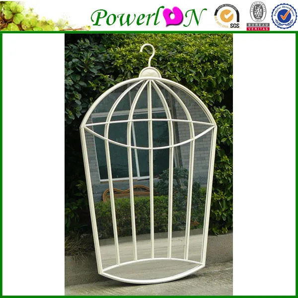Discounted Bird Cage Shape Wrought Iron Wall Mounted Frame Mirror For Home Park