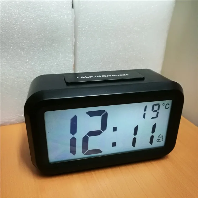 LCD digital hourly chime talking alarm clock with light with cuckoo & music with snooze with temperature