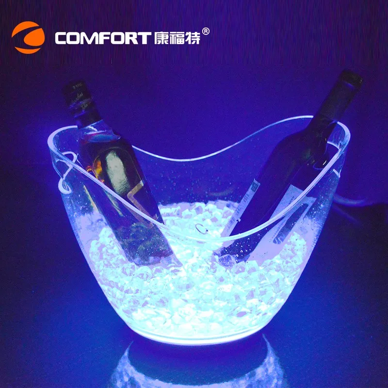 COMFORT Wholesale Cheap Promotion Custom Acrylic Plastic Beer Wine Cooler Light Led Ice Buckets