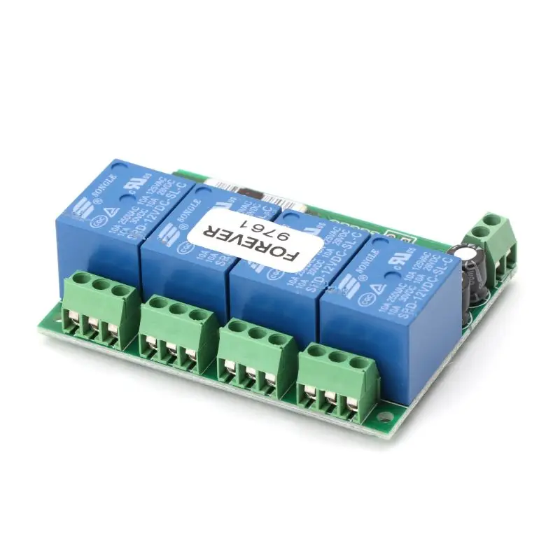 4-канальный модуль релейного переключателя, совместимый с Bluetooth, с мобильным дистанционным управлением через приложение