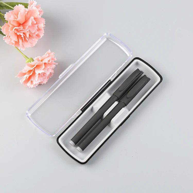 Transparent hard plastic single pen box with PVC Velvet bottom luxury gray gift pen case crystal metal pen pencil NO.0856
