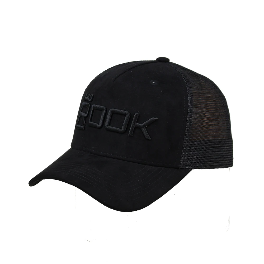 
Wholesale Vintage Suede Front Embroidery Custom Black Baseball Mesh Hat 