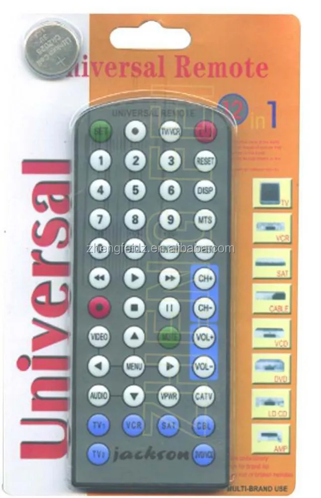 waterproof universal tv remote control jackson 10 in 1 TV/VCR/SAT/VCD/DVD/CD/CABLE/AMP CR2025