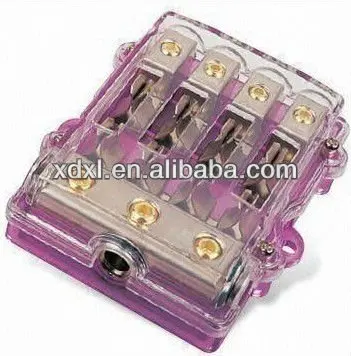 car audio Fuse Block AGU type fuse holder accept three 4 awg inputs& four 8 awg outputs waterproof