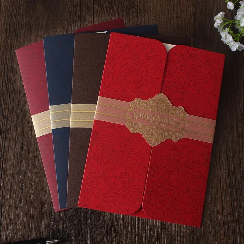 
Hot Sale Luxurious Gold Foil Business Invites Card Unique Wedding Invitations With Envelope 