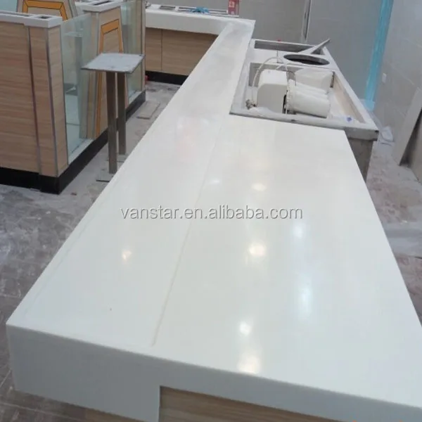 Modern Design Glacier White Quartz Countertop Vanity Top Cut-to-Size 3D Model Design for Hotels and Modern Projects