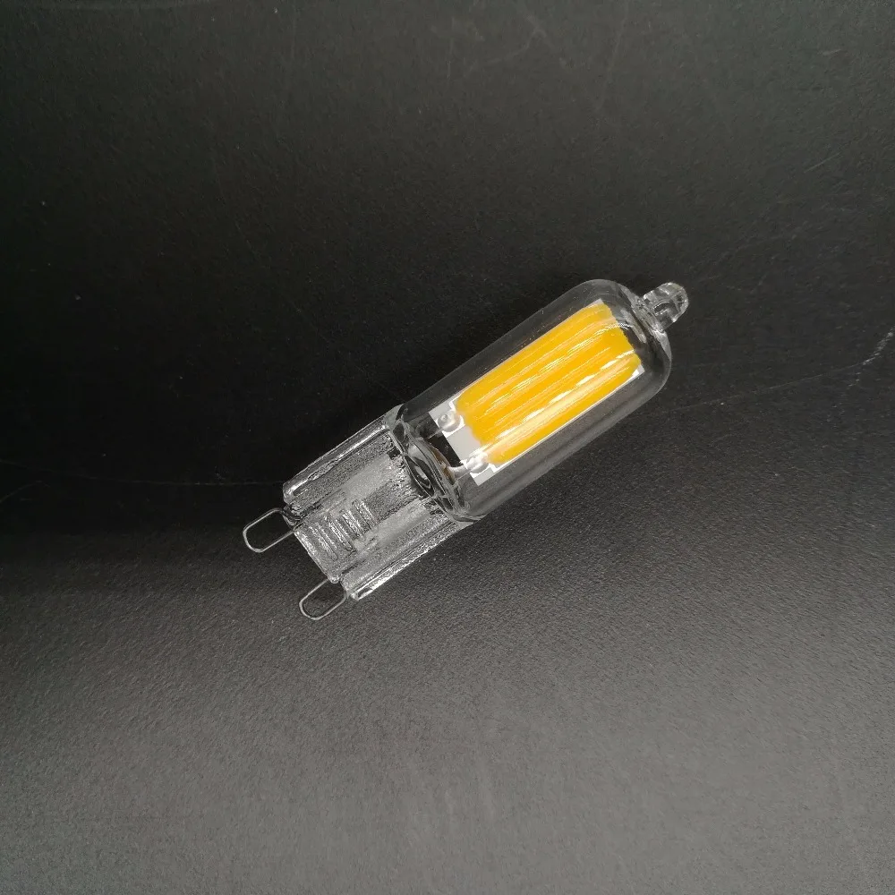 NEW ERP New Transparent COB Chip Glass Design CE ROHS 220V G9 LED Light Bulb G4COB-002