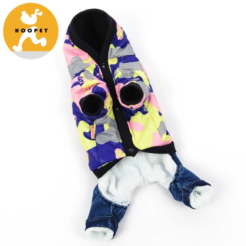 Hoopet cute ocean camouflage dog jumpsuit denim jeans