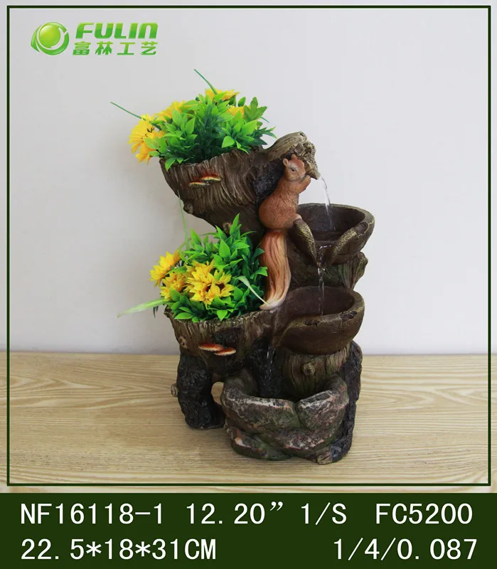 resin frog statue water fountain flower pot for home garden decoration