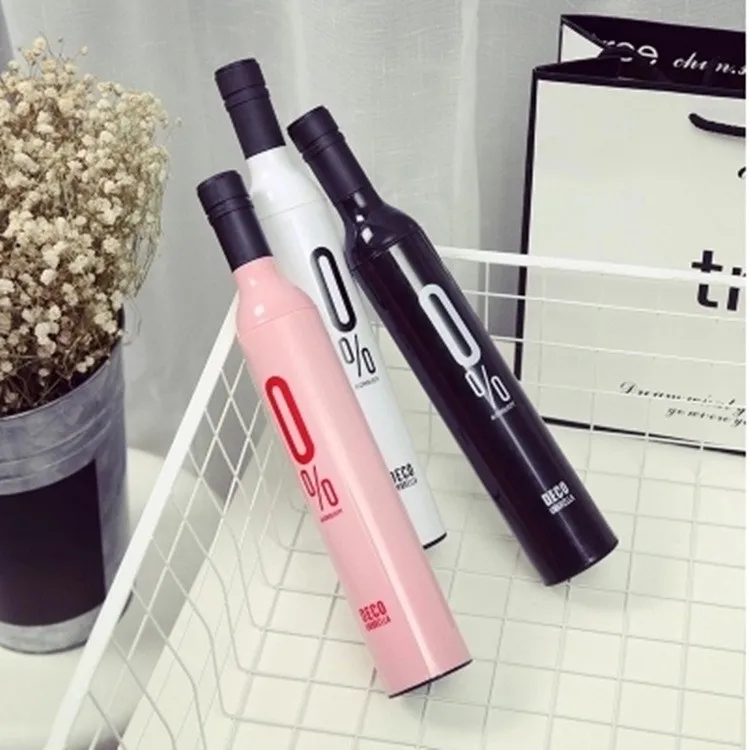 
Customized Logo More Pattern Three-folding Rain Umbrella Wine Bottles Umbrella With Silver Coating Fashion Creative Gift agent 