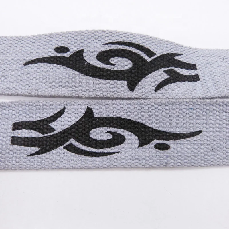 Grey Top Quality Custom Design Printing LOGO Cotton Polyester Canvas Belt With Double D rings Buckle