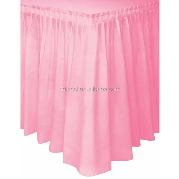 
Wholesale High Quality Plastic Ruffled Table Skirt Decoration, Table skirting Designs For Wedding 
