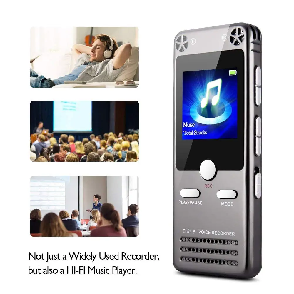 Portable Digital Audio Voice Recorder Recording Device Dictaphone 8GB Memory MP3 Music Player Telephone Conversation Recorder