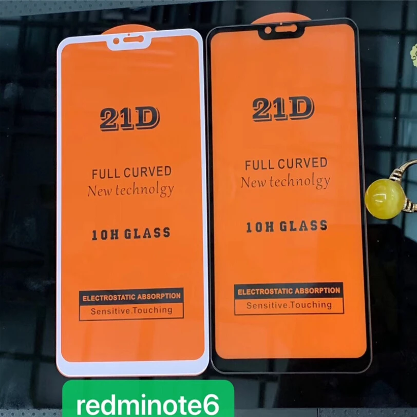 Micas de cristal para celular Full Glue 21D Tempered Glass Screen Protector for Redmi note 7