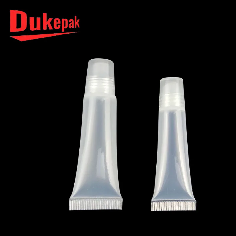 
Wholesale empty 10ml 5ml mini clear squeezable lip balm tube 