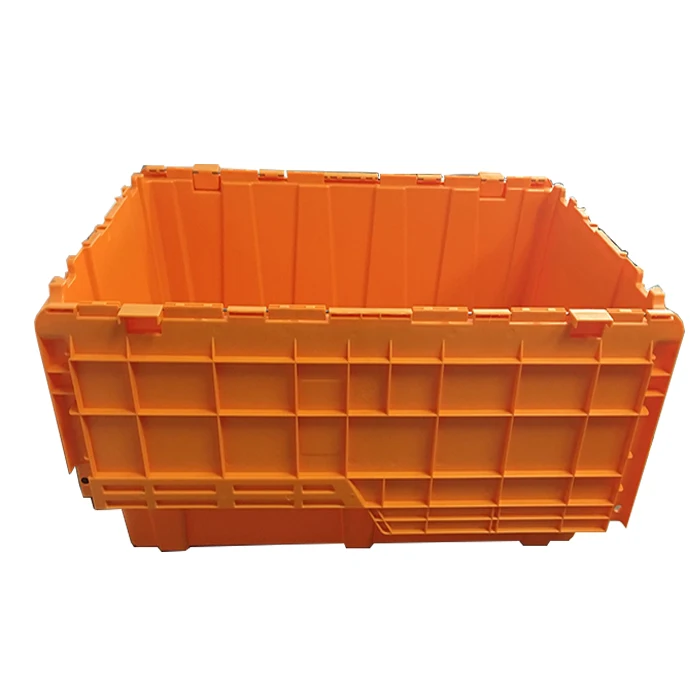 JOIN 75L Plastic Reusable Box Moving Crate Storage Tote Bin Attached Lid Container Nestable &Stackable Container