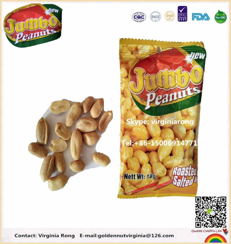 
roasted and salted peanut kernels 18g small plastic bag packing 