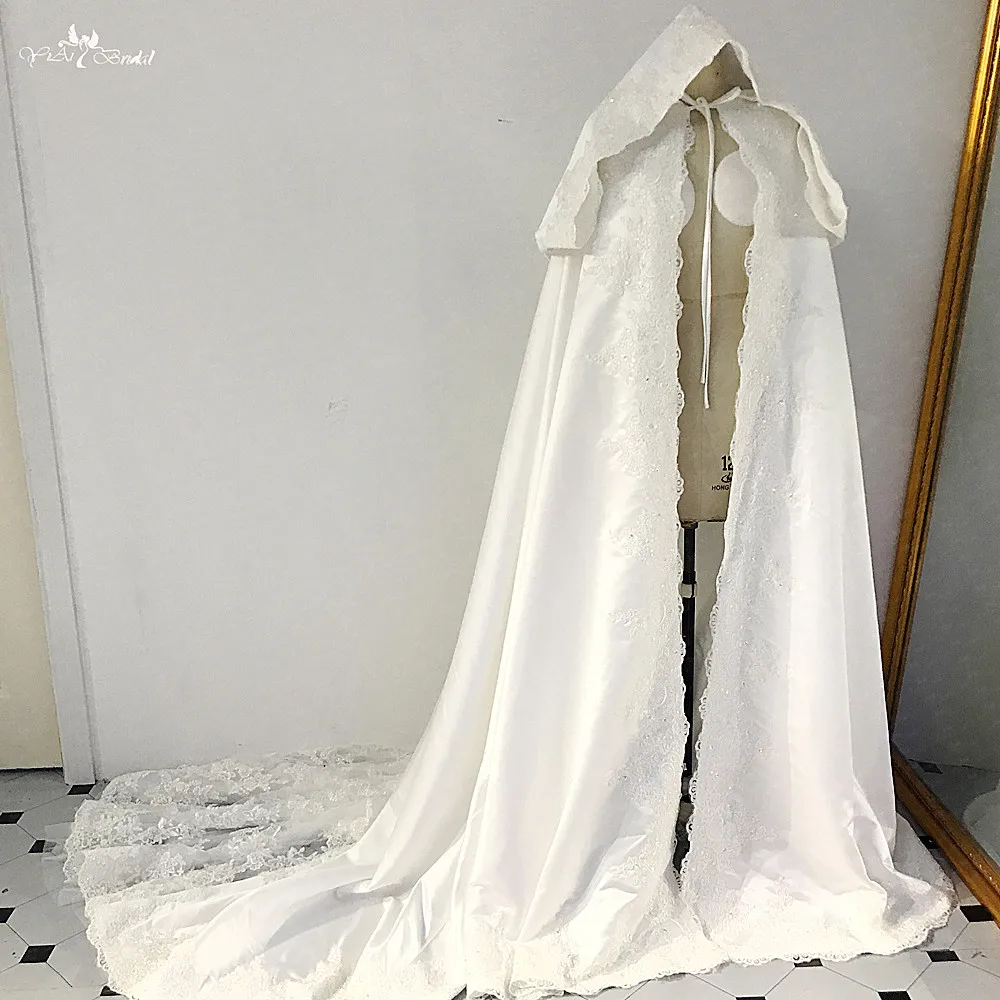 RSJ123 Wedding Jacket Real Photos Popular Medieval Renaissance Costume cape Fancy Wedding Wraps Satin Bridal Cape Winter Cloak