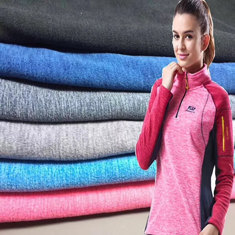 Hot sell drop shipping cationic melange dying polyester peach skin fleece fabric for womens winter wear PS1Y42