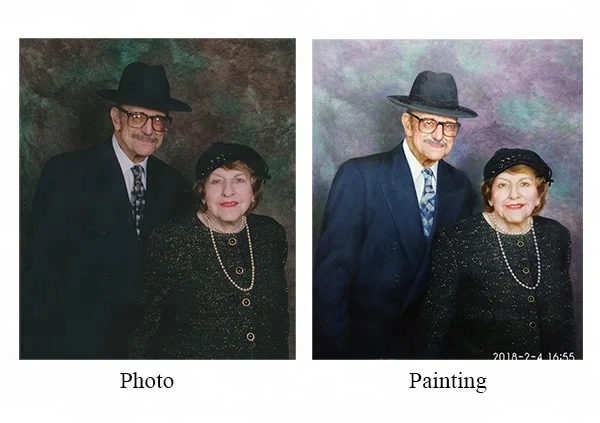 Handmade museum quality custom lovers portrait oil painting from photo