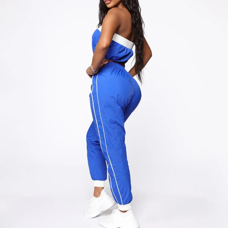 
OEM manufacture women newest fashion fast deliver nylon cargo pants custom windbreaker jogger windbreaker set 