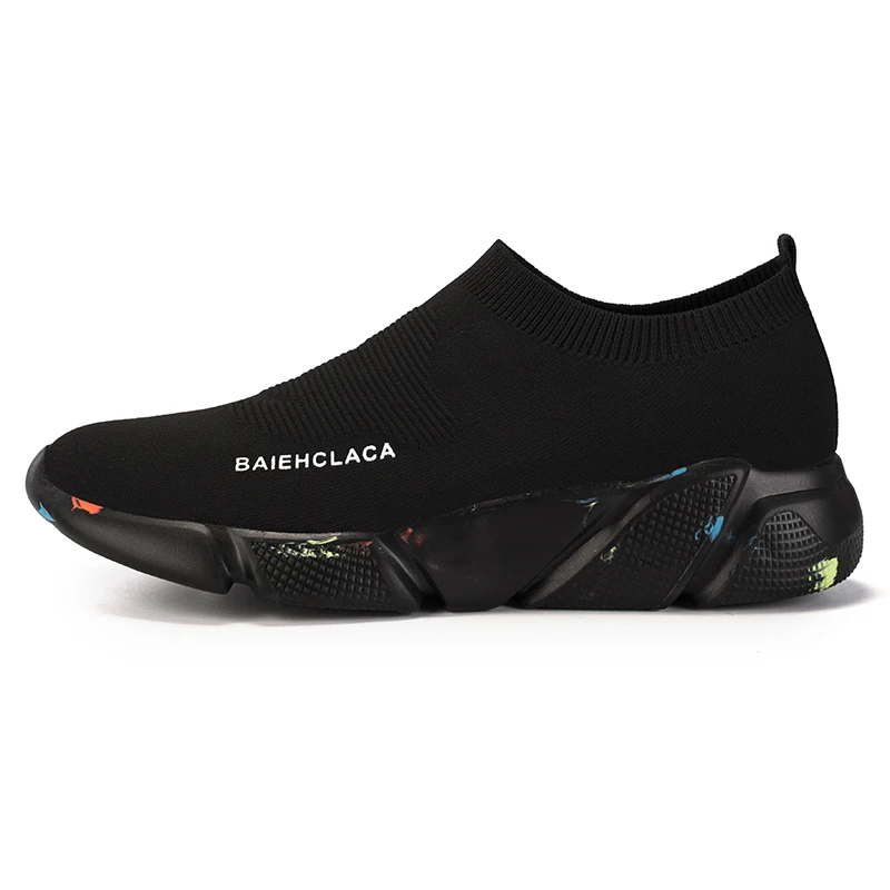 
Wholesale In stock OEM Breathable fly knited sport shoes sneakers women casual shoes 
