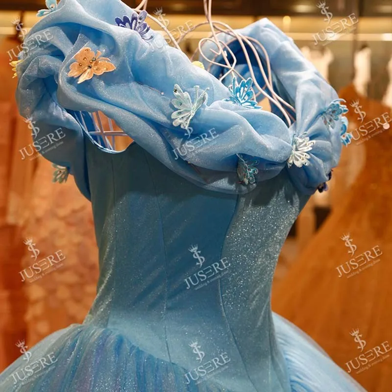 quinceanera dresses blue ball gown puffy embroidery Girl 15 17 princess gown vestidos de fiesta fairy luxury evening dress cute