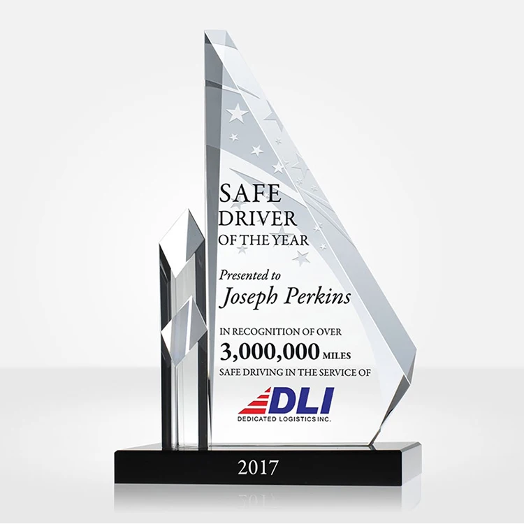 Sublimation Glass Trophy K9 Souvenir Gift Engraved Crystal Award