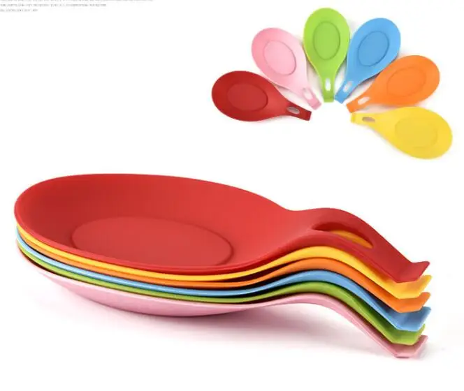 K39  Kitchen Silicone Spoon Rests Mat Holder Heat Resistant Dish Spoon Pad