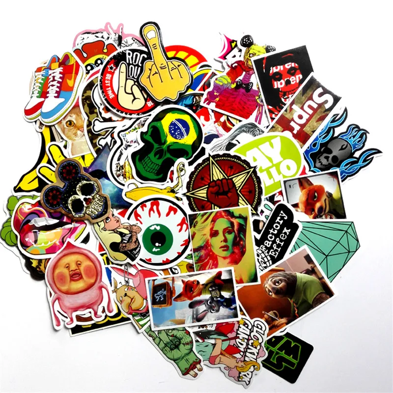 50pcs 2016 Random Mixed Stickers for Snowboard Skateboard Car Fridge Laptop Luggage DIY Styling Vinyl Decal