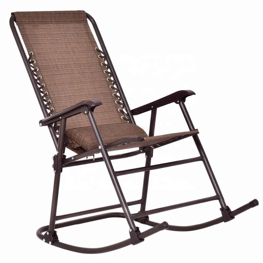 Metal Iron Folding Rocking Chair Foldable Rocker with pillow Outdoor Patio Furniture