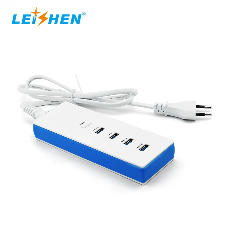 Wholesale Factory Price Extension Socket 4 USB Switch Travel Adapter Fast Charger with Power Cord For UK/EU/ US/AU Market