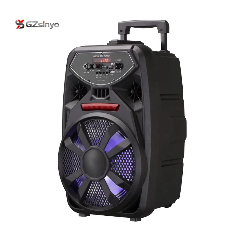 8 дюймов перезаряжаемые портативный усилитель звука слуховой динамик с микрофоном и направленный дискотечный свет