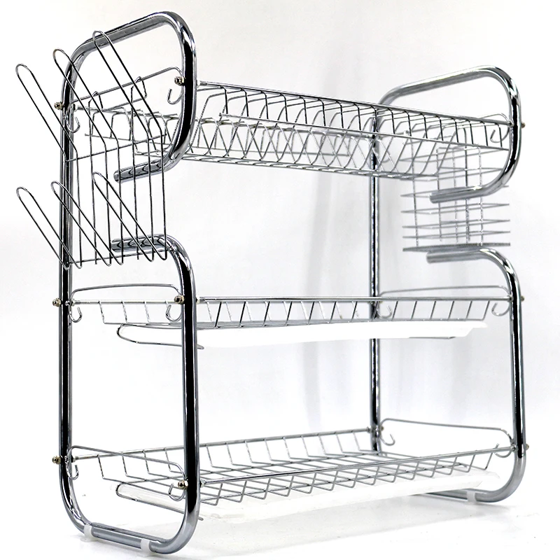 Decorative ECO Friendly above Sink Iron Wire 3 Tier Wall Mounted Kitchen Dish Rack