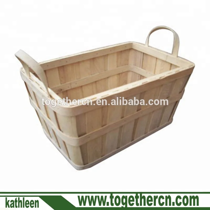 
Country primitive Garden Rustic Wood Chip Rectangle Flower Basket With Two Side Handle 