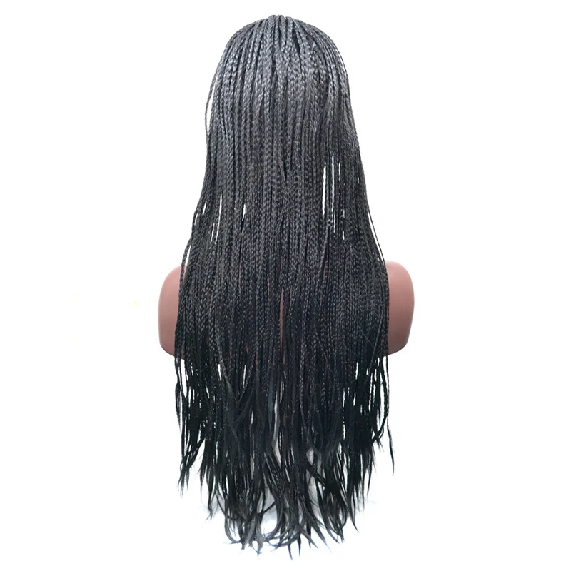 
Natural Black Braid Wigs Wholesale Heat Resistant Fiber Lace Front Wigs High Quality Synthetic Lace Front Braided Wig 