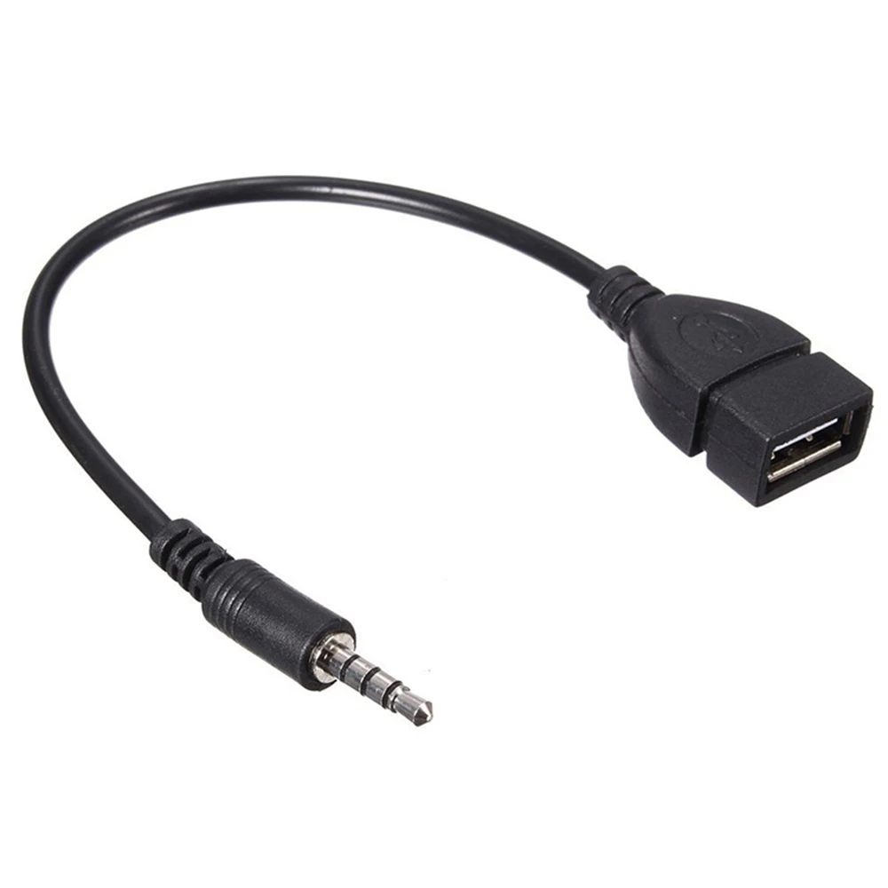 3.5mm Male AUX Audio Plug Jack To USB 2.0 Female Converter Cable Cord Adapter