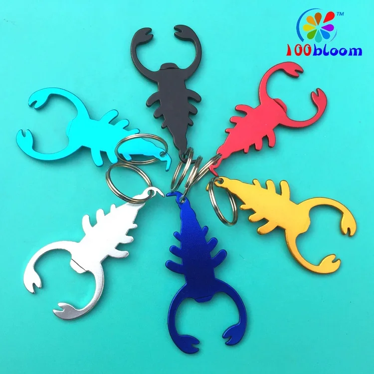 Factory wholesale 7.8cm aluminum scorpion bottle opener with keyring