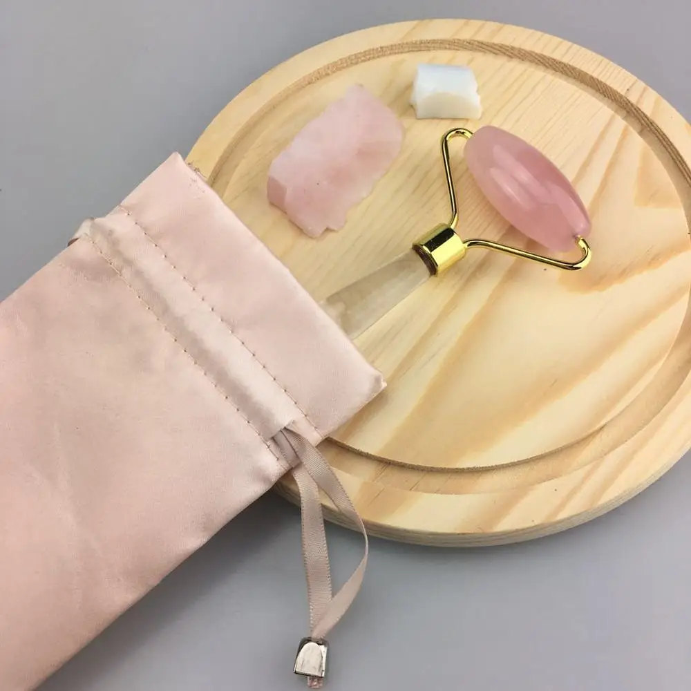  Newest and Hot selling Pink Crystal Message Roller Facial Rose Quartz Massage
