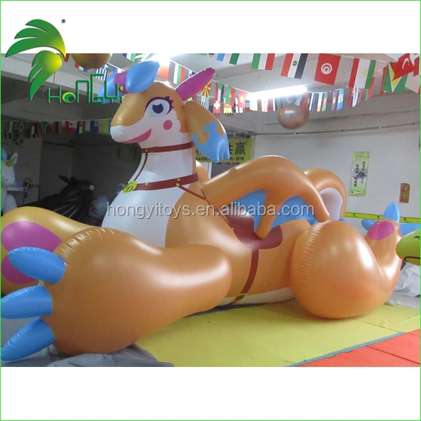 2016 Hongyi PVC 0.4MM Qualified Inflatable Dragon , Strong Vinyl Ride On Inflatable Animal Toy