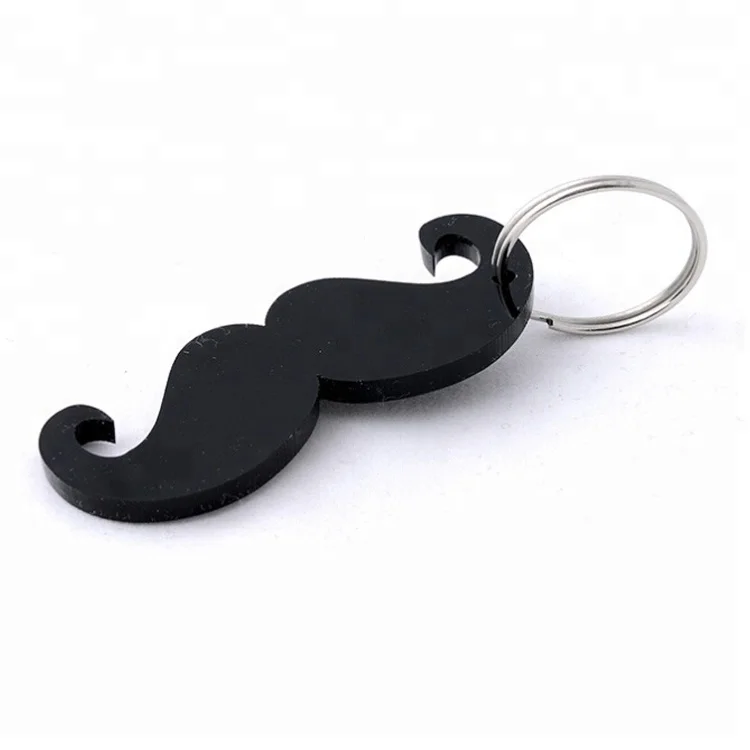Custom Personalized Multi-function Black Mustache Opener Keychain