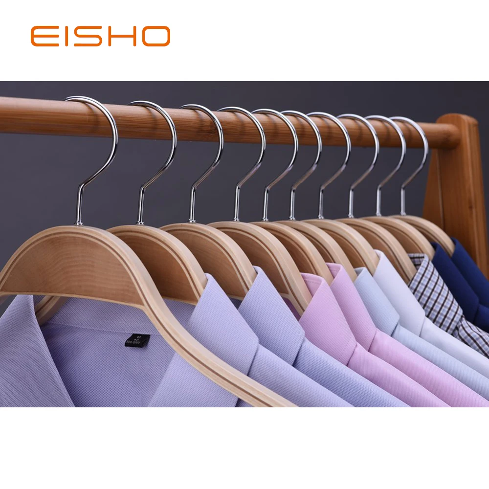 Eisho Heavy Solid Broad Shoulder Anti-slip Wooden Laminated Wall Kids Hair Hanger