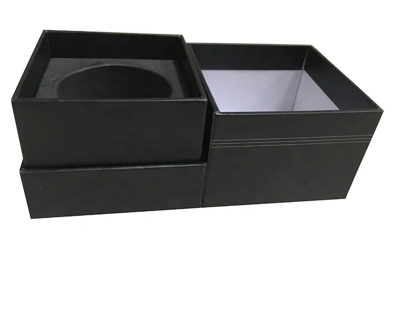 Custom square black gift box with die-cut hole EVA tray Smart electronics packaging custom empty gift box