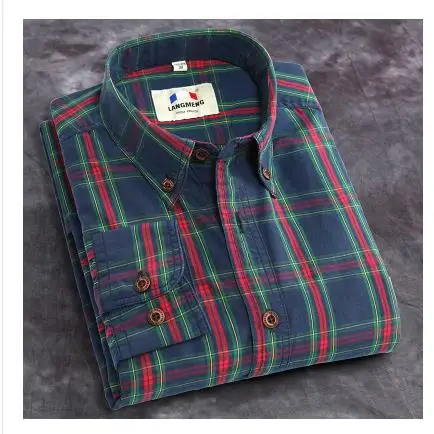 
Wholesale high quality new checks men custom designs long sleeve shirt 