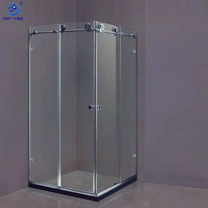 KMRY Square Frameless Corner 4 Panels Tempered Glass Sliding Door Bathroom Shower Rooms Shower Cabin Enclosure