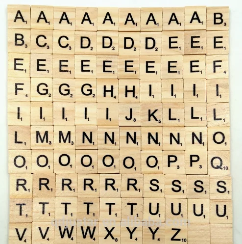 
100 pcs Wooden Alphabet Tiles Black Letters & Numbers For Kid Child 