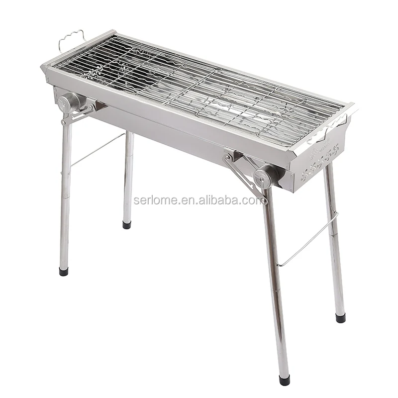 
Multifunction Big Kitchenware Stainless Steel Foldable Camping Spits Folding Car Portable Simple Metal Charcoal Weber BBQ Grill 