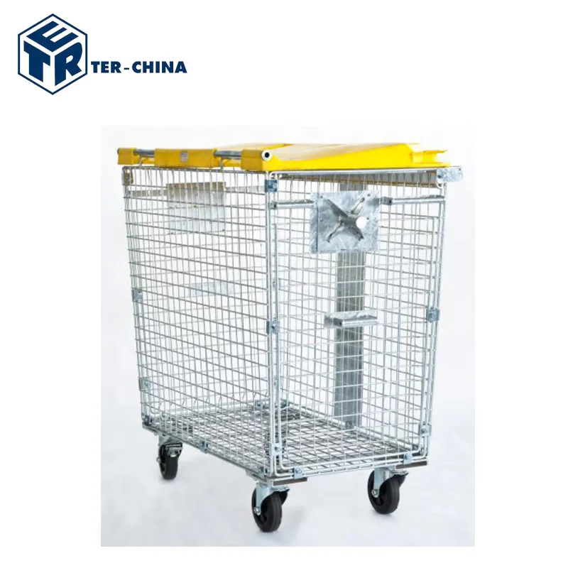 Galvanized steel garbage roll cage