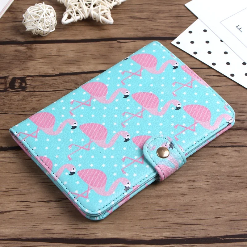 Cute Women Printed Passport Covers Travel Accessories Flamingo Map Men Female Passport Holder Cartoon PU Leather Credit Card Bag